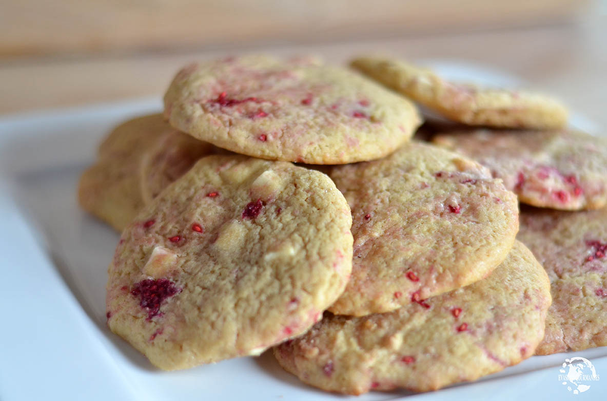 Cookies aux framboises et chocolat blanc